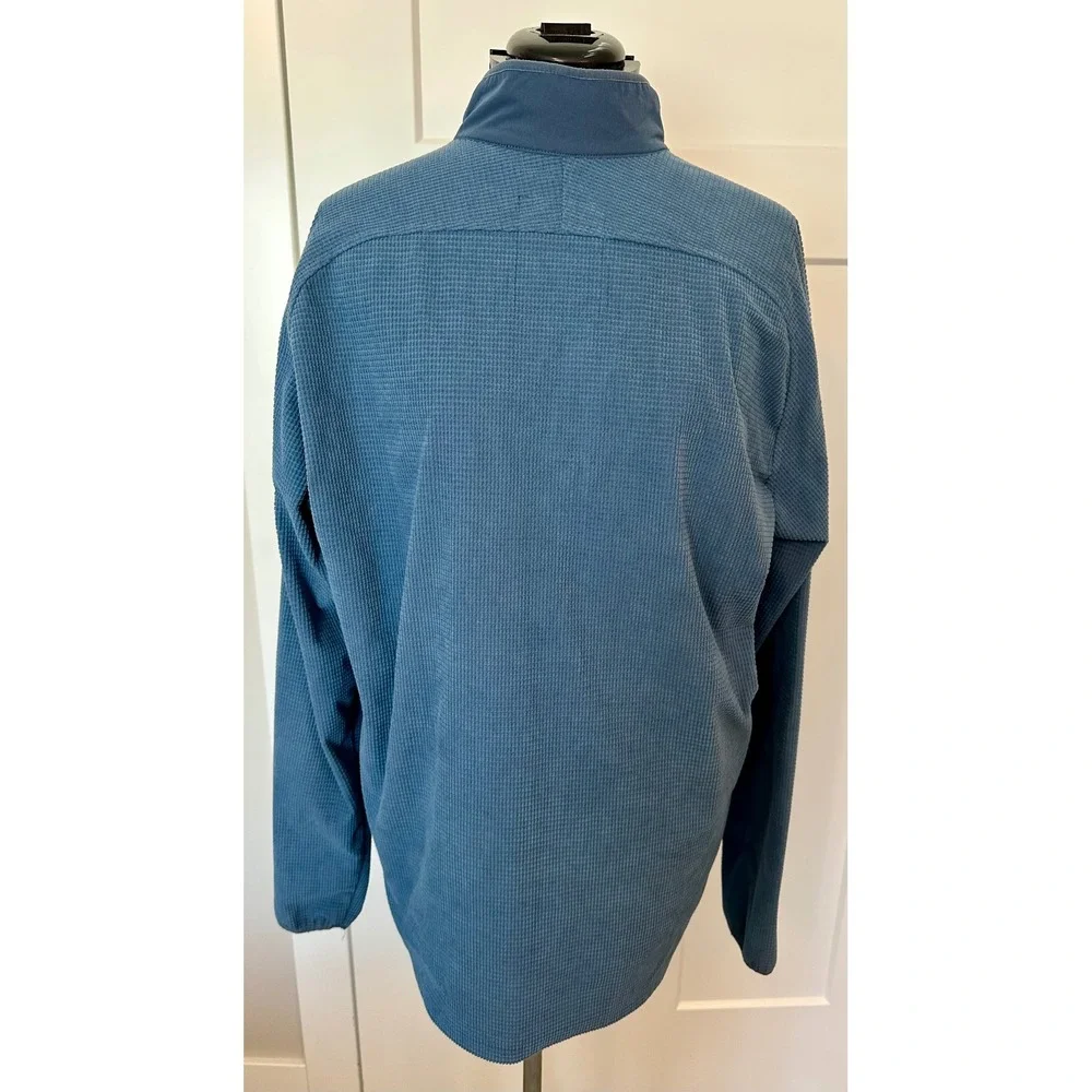 Ventana Collective Vassa Mens Blue Waffle Knit Hybrid Half Zip Pullover Jacket